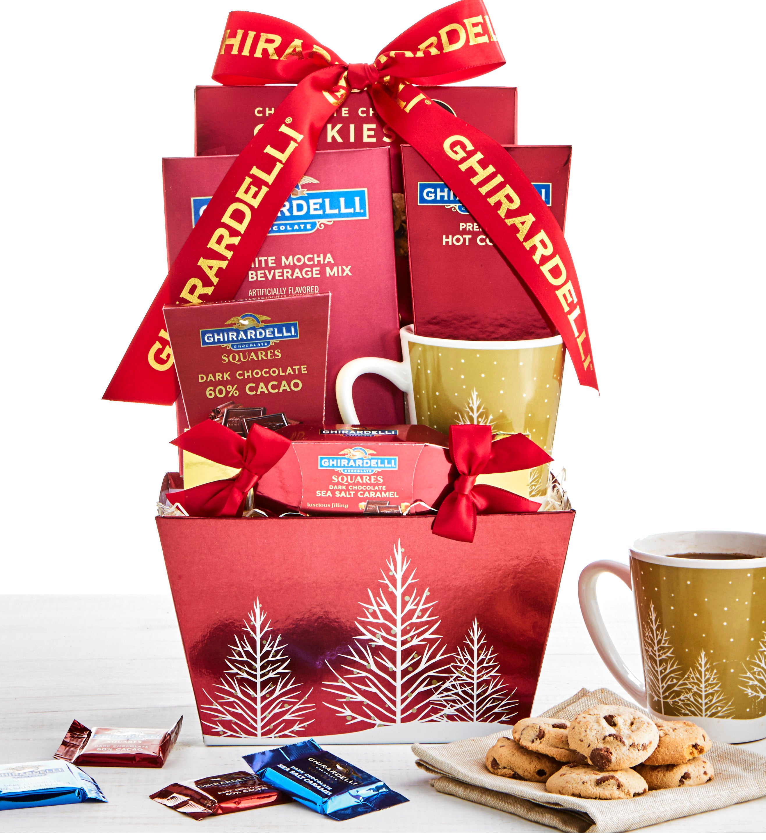 Ghirardelli Holiday Trees Mug & Sweets Basket